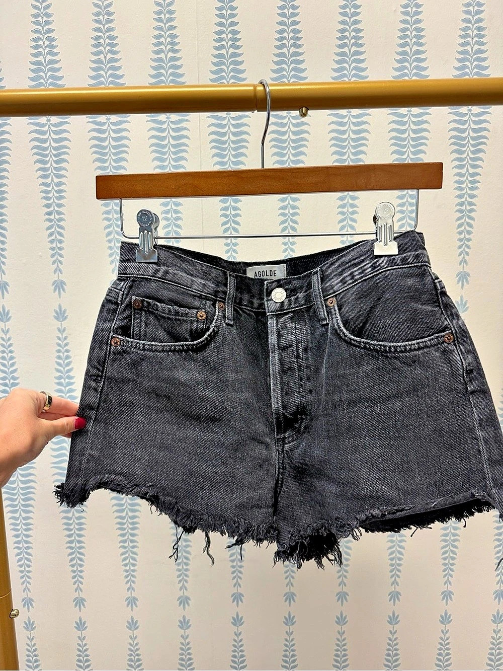 AGOLDE Parker Vintage Cut Off Short Jean Shorts Black Waist 26
